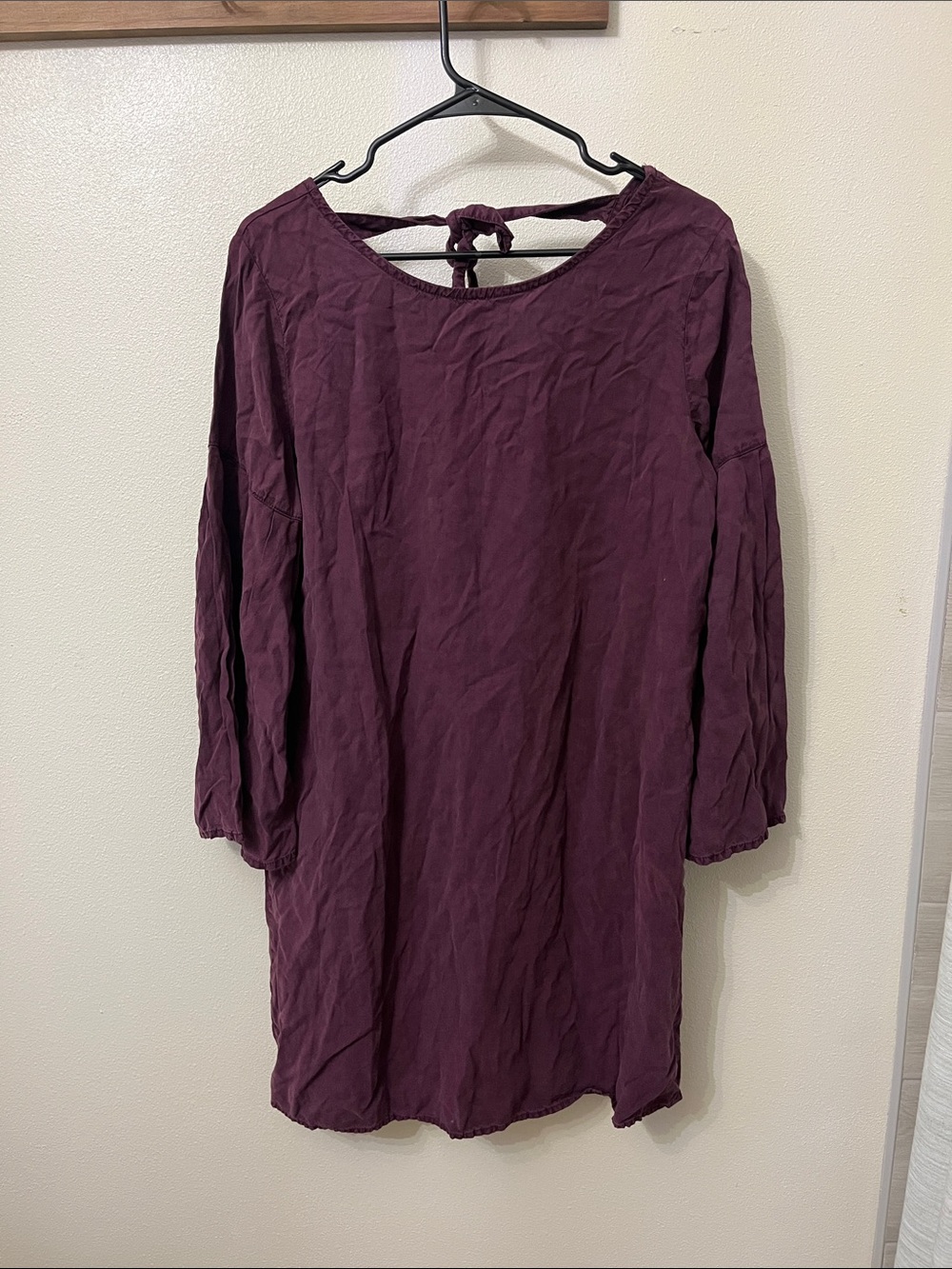 Anthropologie Cloth & Stone Plum Purple Tiffany Tunic Long Sleeve Tie-Back Dress